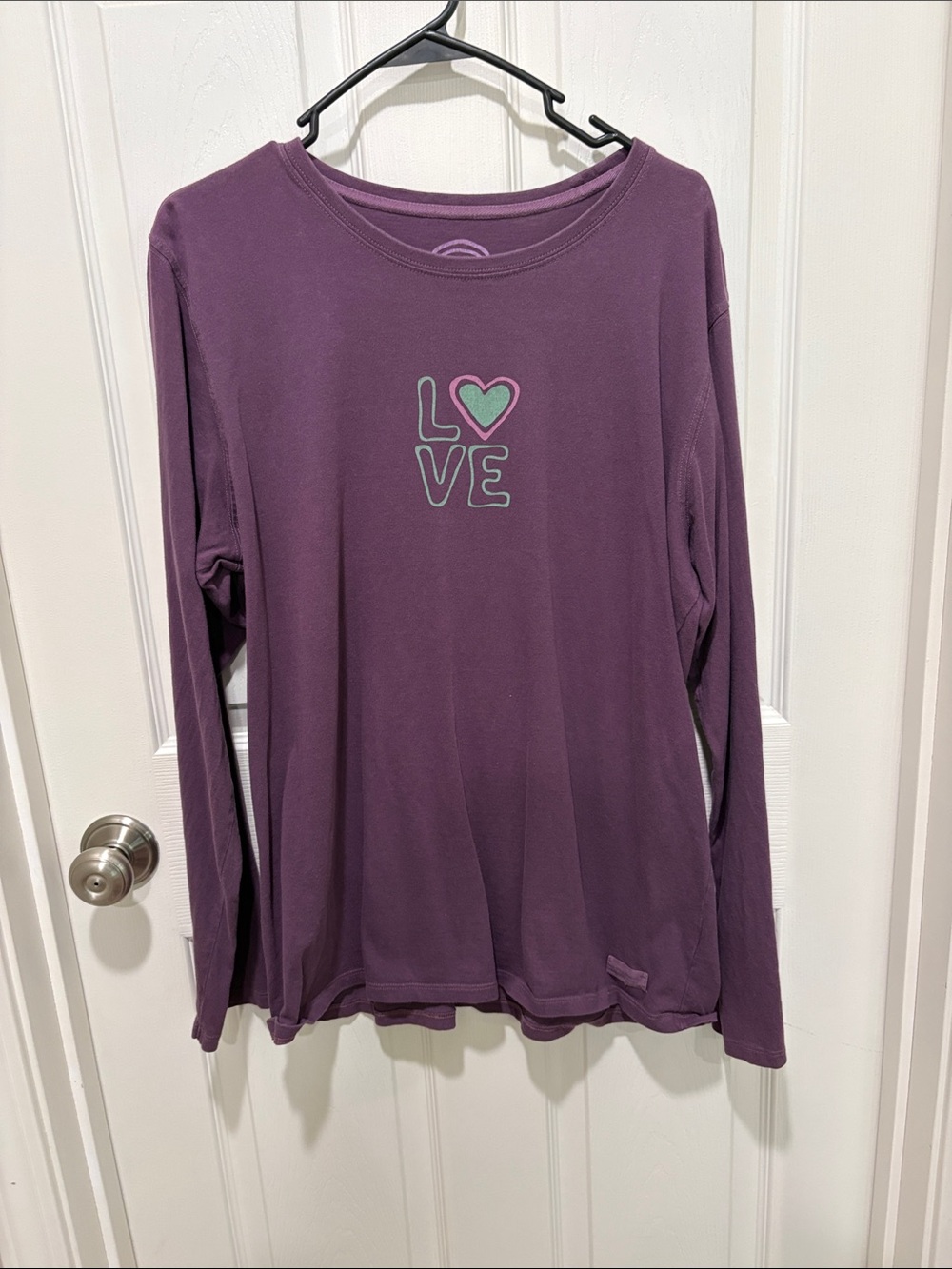 Life Is Good Lavender Women's Graphic Long Sleeve Tee with Heart